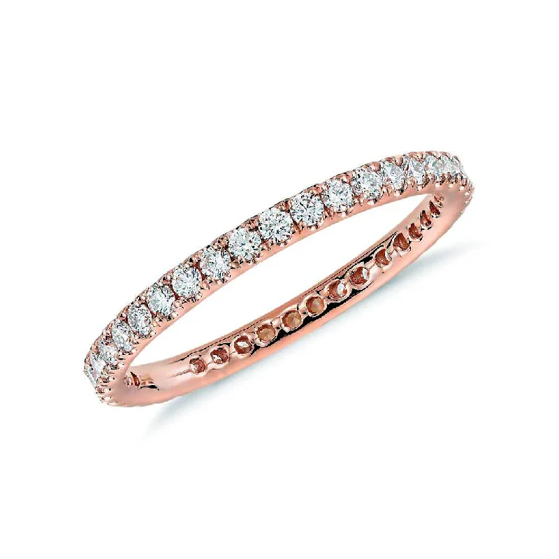 Rings with polished onyx for sleek contrast -Suzy Levian 14K Rose Gold 1/2 ct TDW Diamond Eternity Band Ring