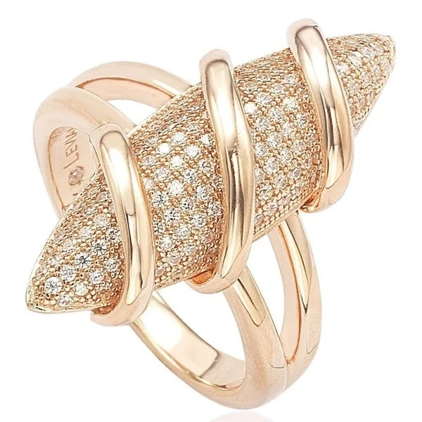 Rings with pave-set gemstones for brilliance -Suzy Levian Cubic Zirconia Rosed Sterling Silver Pave Swirl Ring