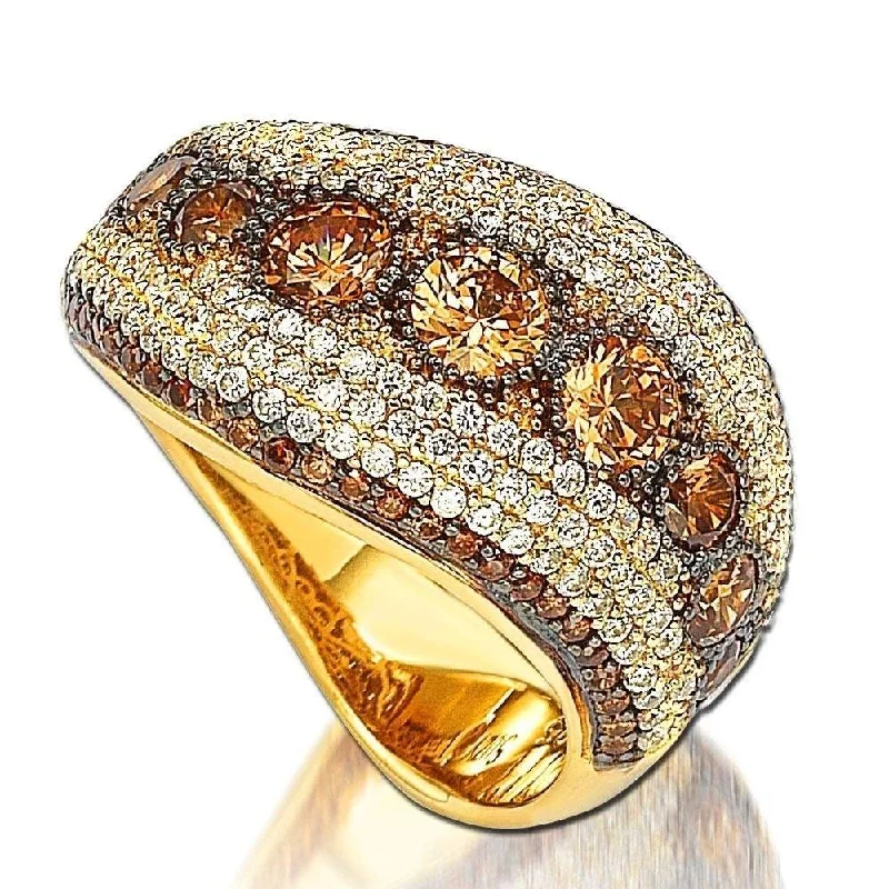 Gold rings with intricate celtic knot patterns -Suzy Levian Golden Sterling Silver Chocolate Cubic Zirconia Ring