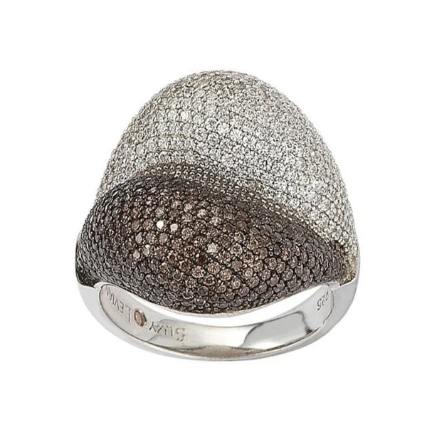 Rings with blue quartz for cool tones -Suzy Levian Sterling Silver Brown Cubic Zirconia Micro Pave Ring