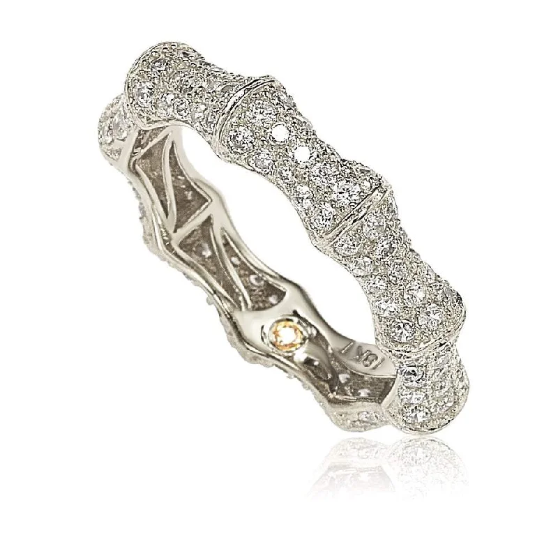 Rings with delicate filigree sapphire settings -Suzy Levian Sterling Silver Cubic Zirconia Eternity Band - White