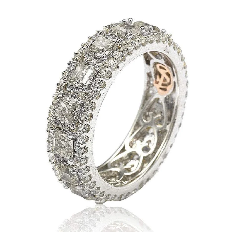 Rings with floral halo diamond arrangements -Suzy Levian Sterling Silver Cubic Zirconia White Modern Eternity Band