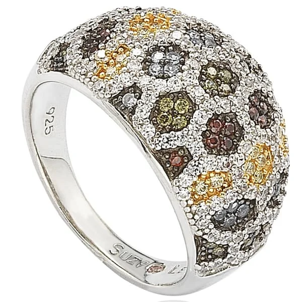 Rings with hammered silver for rustic appeal -Suzy Levian Sterling Silver Pave Cubic Zirconia Ring