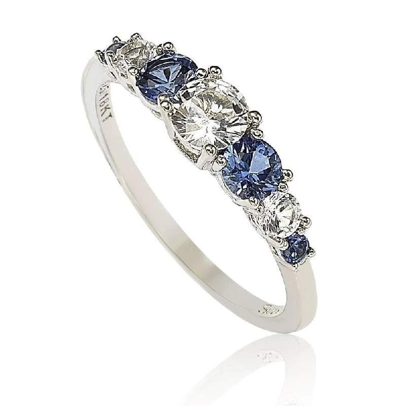 Rings with agate slices for earthy style -Suzy Levian Sterling Silver Sapphire & Diamond Accent 1.75cttw 7-Stone Ring - Blue