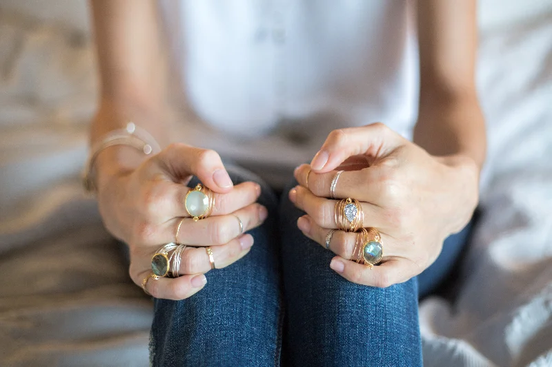 Rings with bold ruby stones for drama -Torrey Ring in Blue Chalcedony