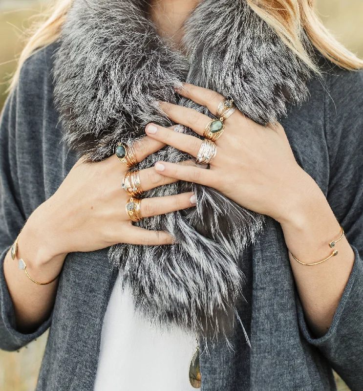 Rose gold rings featuring delicate pearl inlays -Torrey Ring in Labradorite