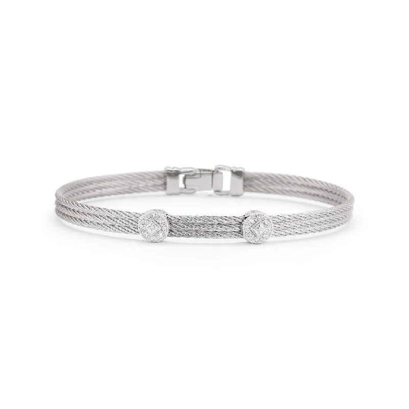 Vintage-inspired bangle bracelets with etched detailing for a timeless, antique look-0.09 ctw Diamond Cable Bangle Bracelet | 10267399