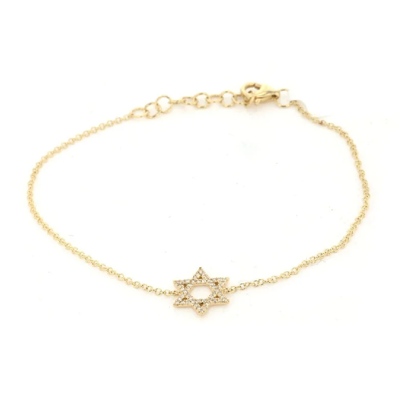 Bold bangle bracelets with mixed materials like wood, metal, and fabric-0.11 ctw Diamond Star of David Bracelet