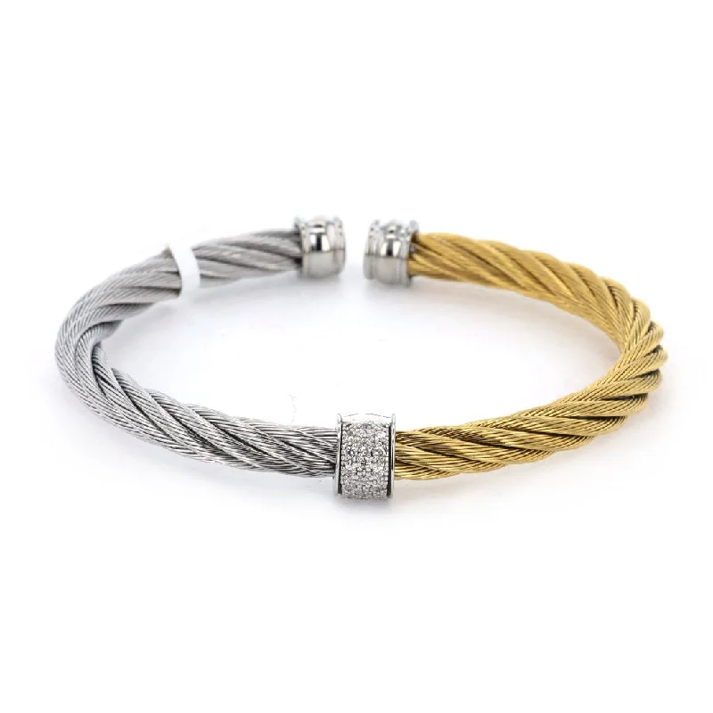 Vintage-inspired bangle bracelets with antique finishes for a retro, nostalgic style-0.13 ctw Diamond Bangle Bracelet