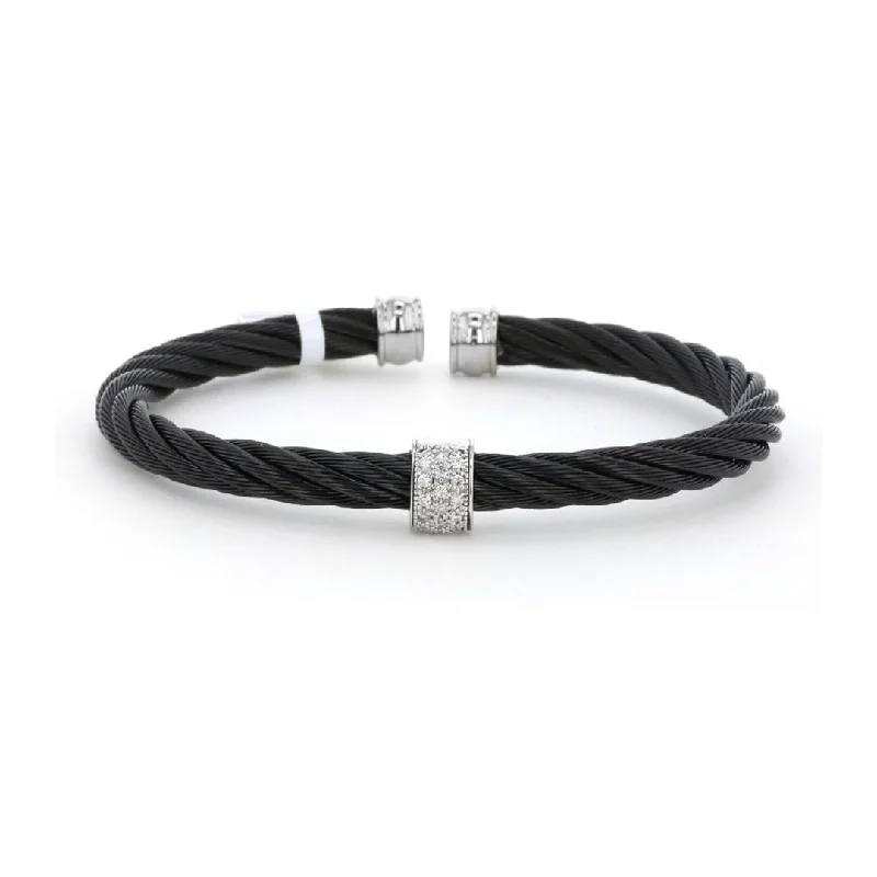 Minimalist bangle bracelets with a thin profile for a sleek and subtle appearance-0.13 ctw Diamond Cable Bangle Bracelet | 10275687