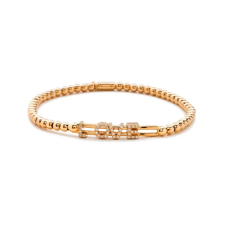 Best bangle bracelets for women with elegant gold designs for every occasion-0.13ctw, 18K Pink Gold Tresore Stretch "LOVE" Bracelet