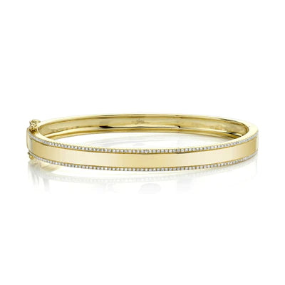 Bold bangle bracelets with mixed materials like wood, metal, and fabric-0.47ctw Diamond ID Bangle