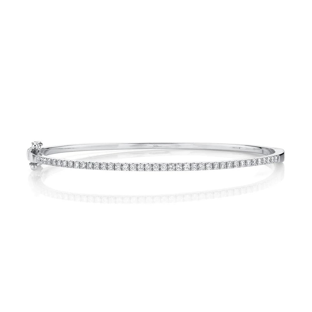 Minimalist bangle bracelets with a thin profile for a sleek and subtle appearance-0.81ctw Diamond Bangle, White Gold