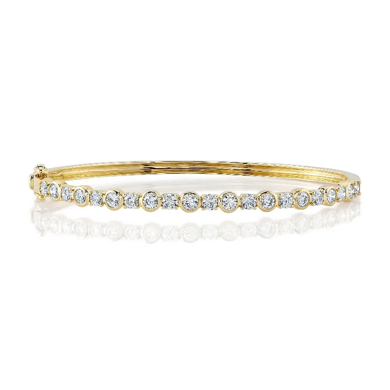 Best bangle bracelets with heart-shaped charms for a romantic and sweet touch-1.88ctw Diamond Bezel Bangle