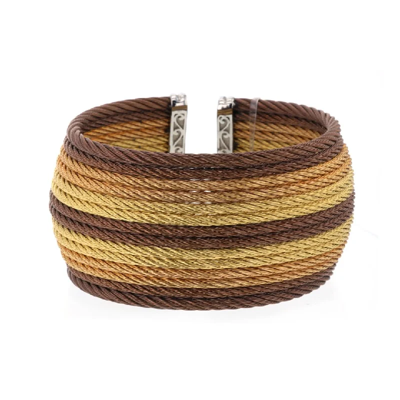 Best bangle bracelets with gold-filled material for an affordable luxury option-14 Row Cable Cuff Bracelet