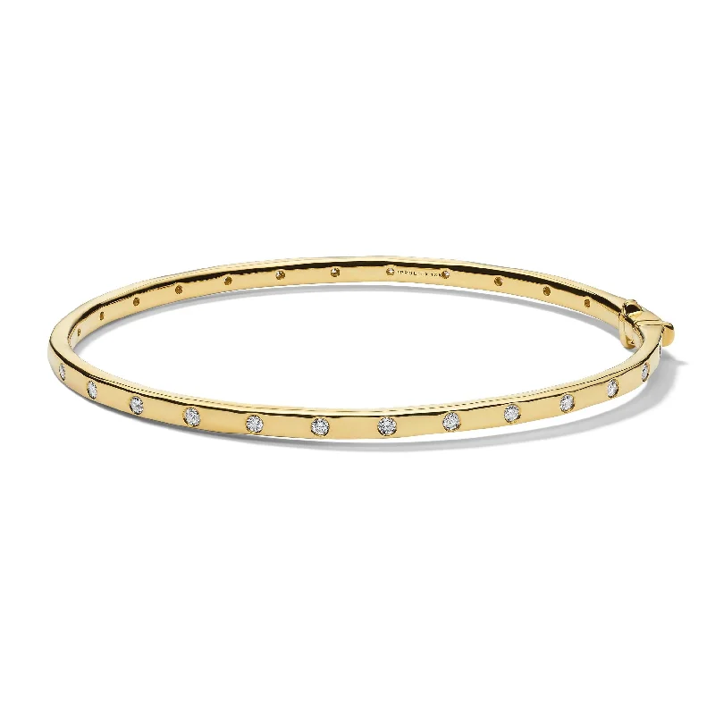 Customizable bangle bracelets with initials for a personalized, meaningful gift-28-Stone Hinged Bangle in 18K Gold with Diamonds