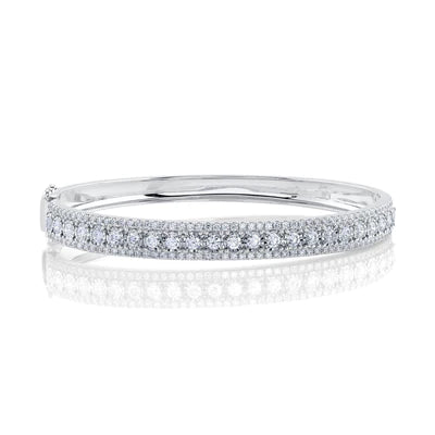 Wide bangle bracelets with boho-inspired patterns for a free-spirited design-2.32ctw Diamond Bangle, White Gold