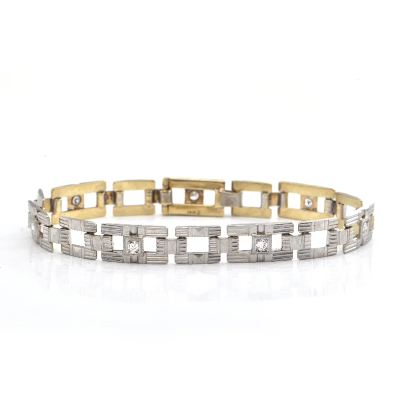 Best bangle bracelets with silver-plated finishes for an affordable and stylish accessory-Art Deco 0.35CT Diamond and 14K White and Yellow Gold Bracelet