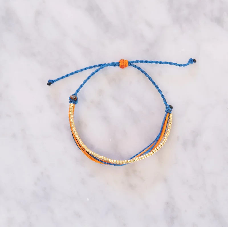 Stainless steel bangle bracelets with polished finishes for a sleek and durable design-HOU Blue & Orange Cord Bracelet