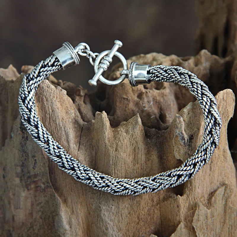 Classic bangle bracelets with clean lines for an elegant and versatile accessory-Bali Hero Silver Men's Bracelet