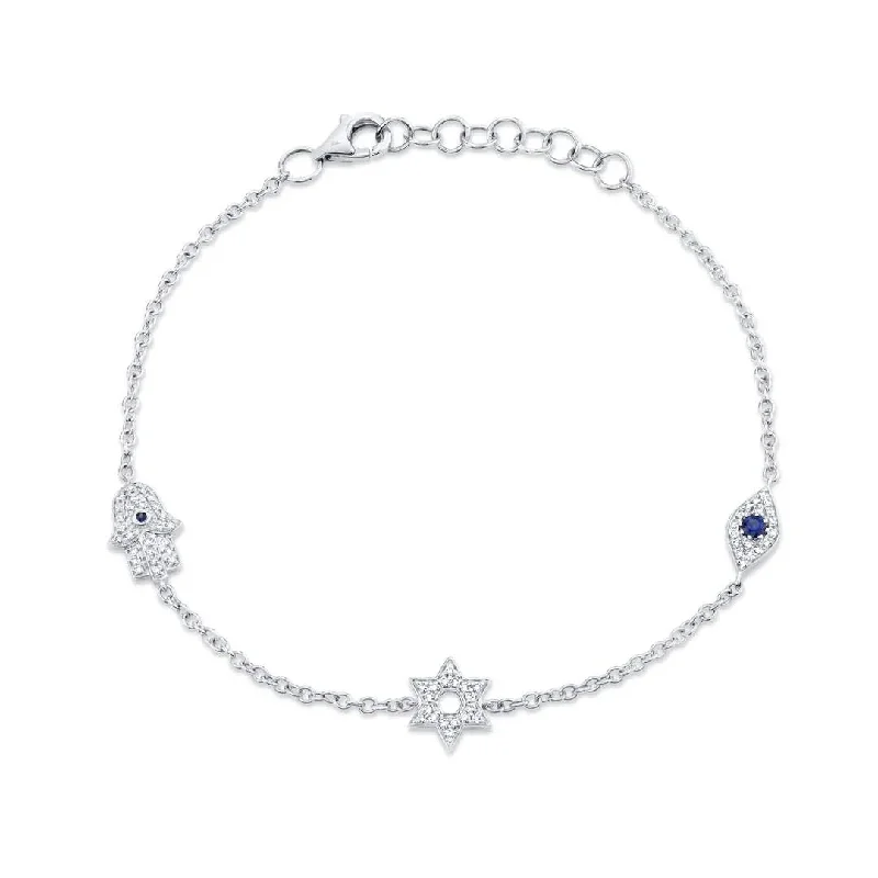 Elegant bangle bracelets with diamonds for a luxurious and sparkling accessory-Blue Sapphire & Diamond Bracelet