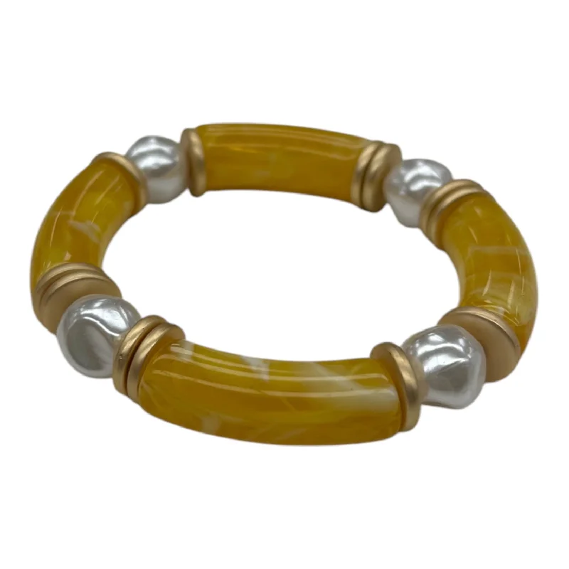 Bold bangle bracelets with textured finishes for a dynamic and modern style-Bracelet Beaded By Plunder In Yellow