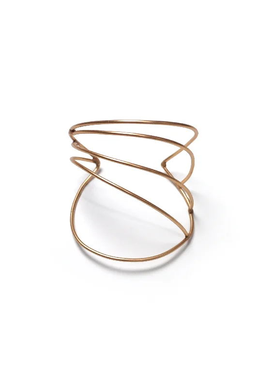 Wide bangle bracelets with modern geometric patterns for a bold fashion statement-Bracelet No. 1 in bronze