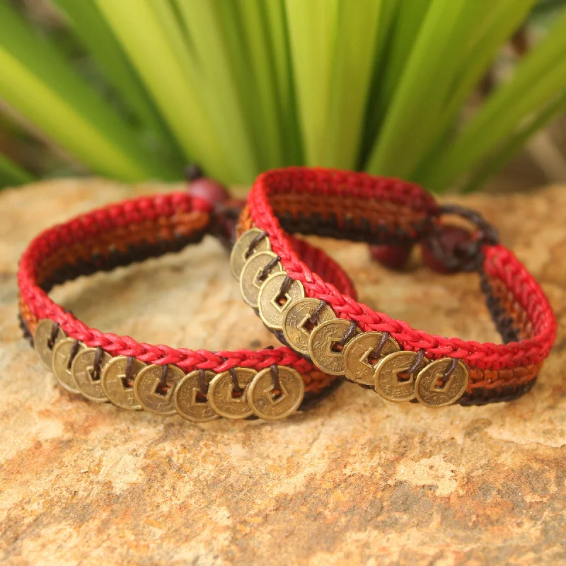 Best bangle bracelets with enamel detailing for a colorful and unique design-Cinnamon Coins Wristband Bracelet