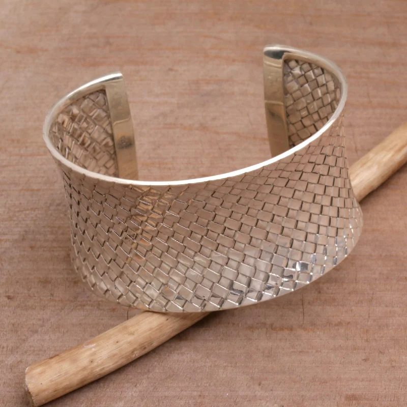 Oversized bangle bracelets with unique textures for a statement-making accessory-Circle of Joy Sterling silver cuff bracelet