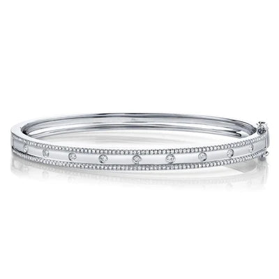 Silver bangle bracelets with hammered textures for a rustic and modern finish-0.62ctw Diamond Bangle