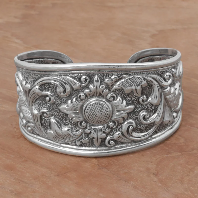 Classic bangle bracelets with clean lines for an elegant and versatile accessory-Courageous Soul Floral Cuff Bracelet