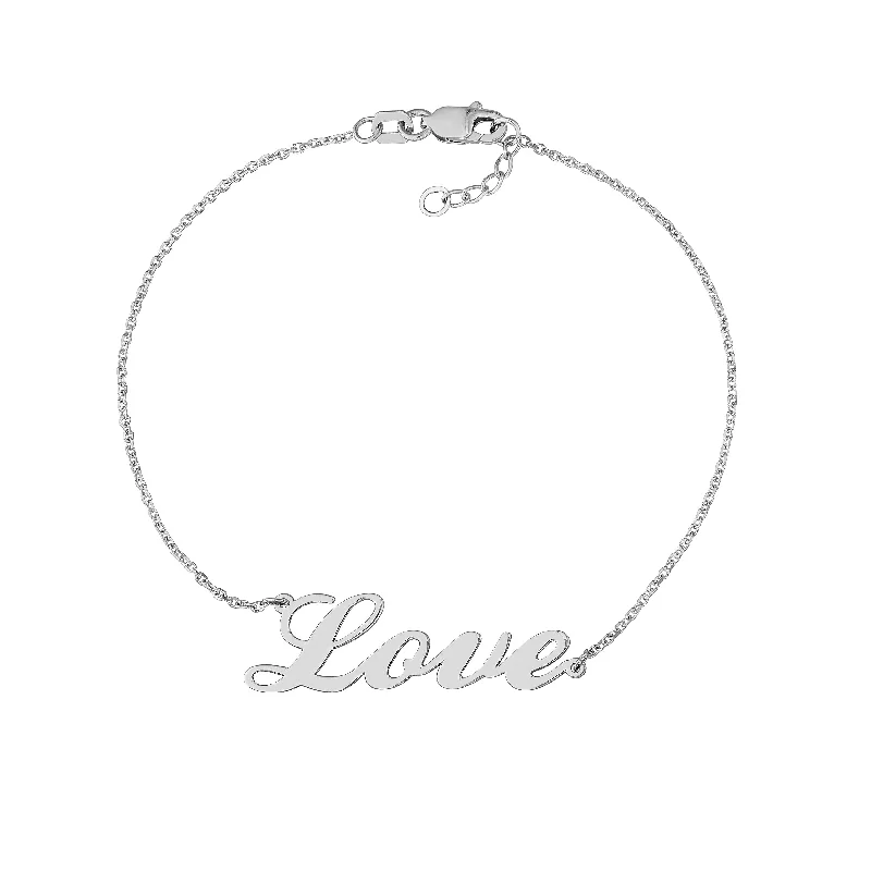 Best bangle bracelets with gold-plated finishes for an affordable luxury option-Cursive Love Adjustable Bracelet