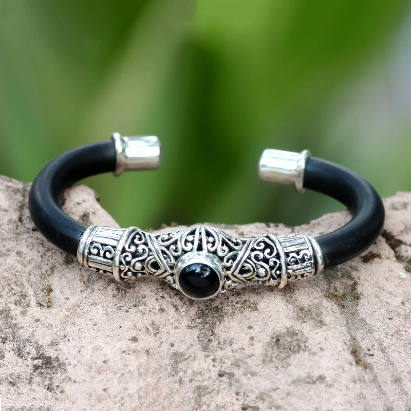 Wide bangle bracelets with animal print designs for a bold and exotic look-Dark Moon Sterling Silver Bracelet