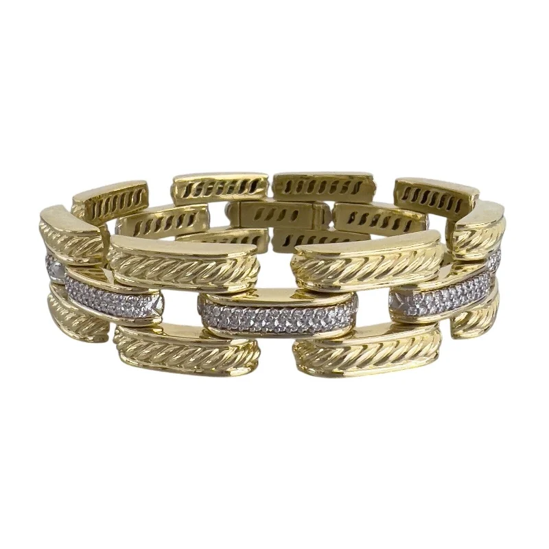 Wide bangle bracelets with boho-inspired patterns for a free-spirited design-David Yurman Gatelin 18k Yellow Gold Pave Diamond Link Bracelet RET $17,500