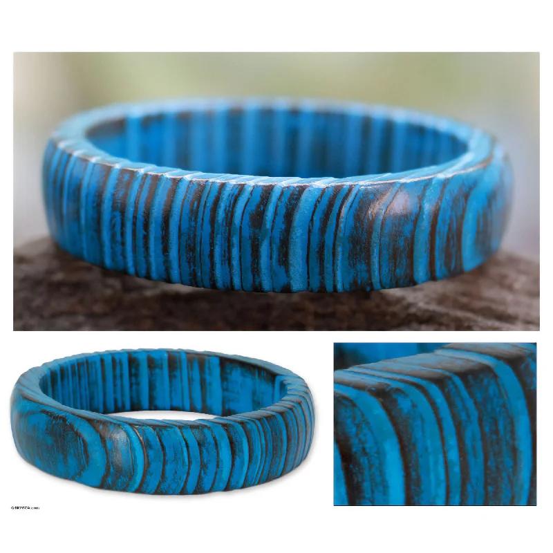 Best bangle bracelets with adjustable sizes for a comfortable and perfect fit-Delhi Skies Wood Bangle Bracelet