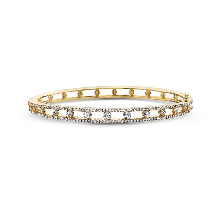 Wide bangle bracelets with boho-inspired patterns for a free-spirited design-Diamond Air Bracelet, Yellow Gold