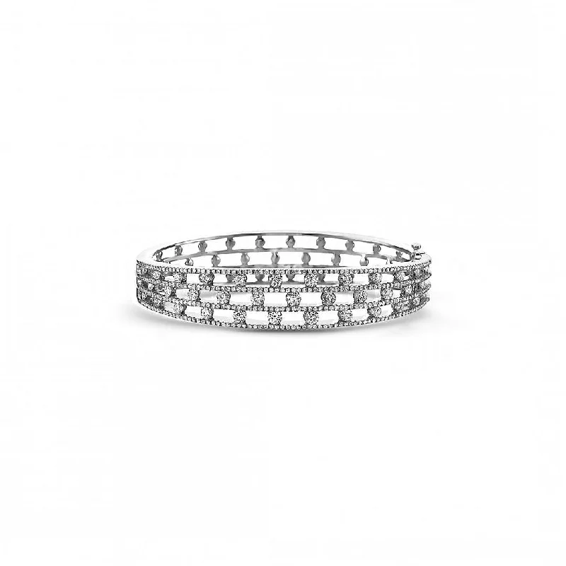 Sleek bangle bracelets with black enamel for a sophisticated and modern look-Diamond Air Triple Row Bracelet