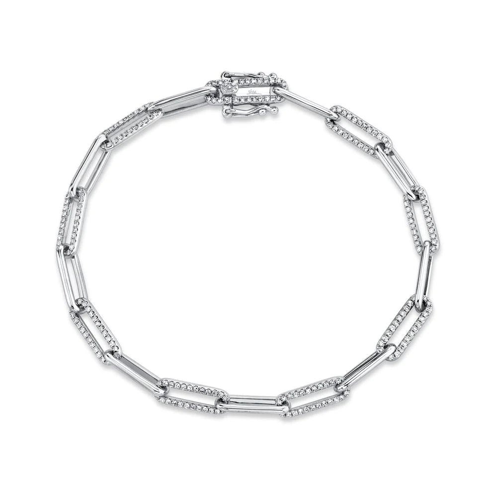 Stainless steel bangle bracelets with polished finishes for a sleek and durable design-Diamond Paper Clip Link Bracelet