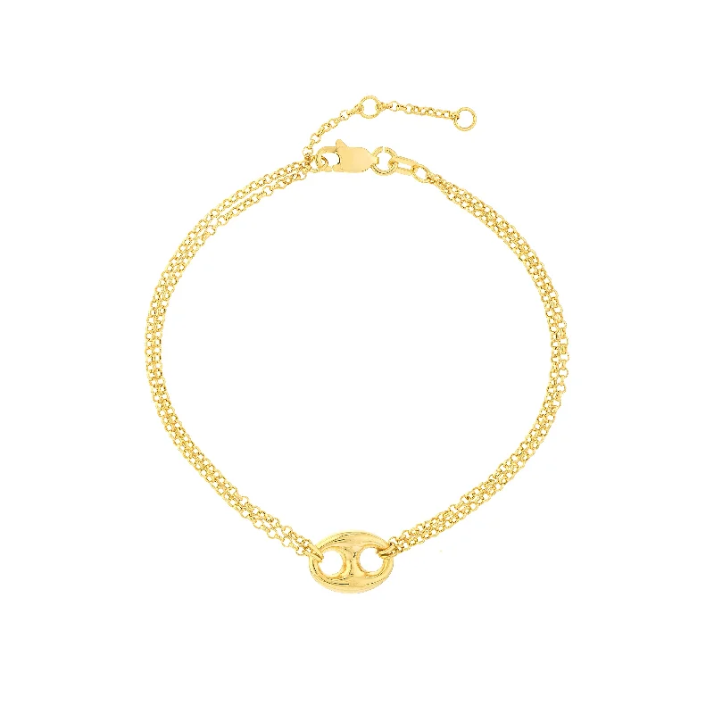 Best bangle bracelets with crystal inlays for a sparkling, glamorous appearance-Double Chain Bracelet with Puff Mariner Element