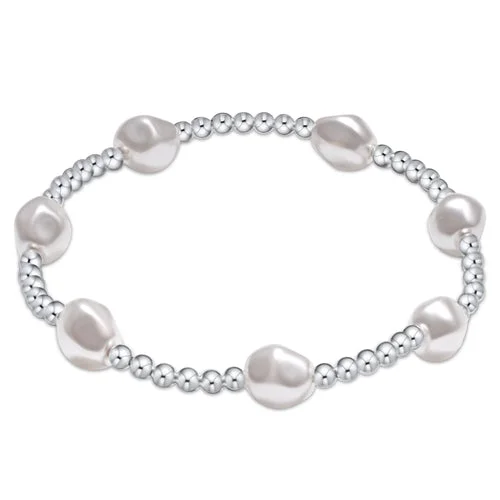 Minimalist bangle bracelets with a thin profile for a sleek and subtle appearance-Enewton Admire Sterling 3mm Bead Bracelet - Pearl