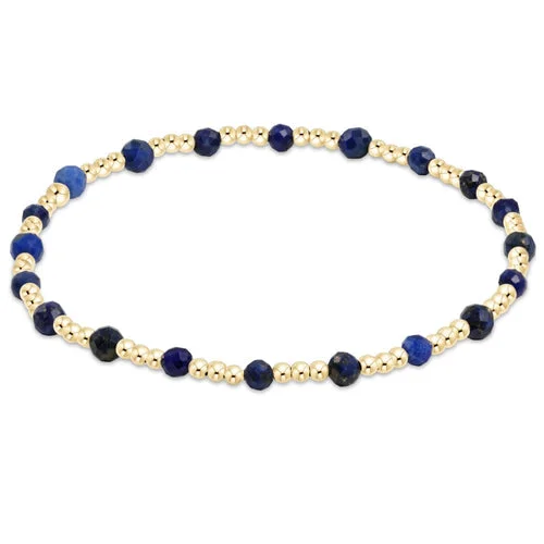 Bangle bracelets with colorful gemstone accents for a fun and vibrant pop of color-Enewton Gold Sincerity Pattern 3mm Bead Bracelet - Lapis