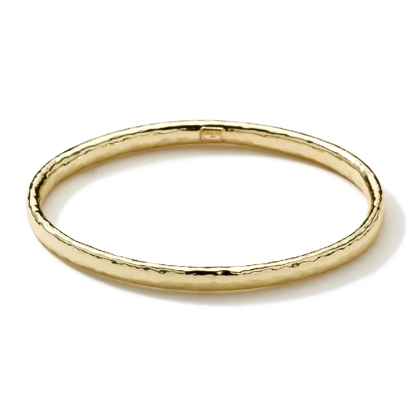 Stacked bangle bracelets with alternating textures for a dynamic, trendy look-Hammered Flat Bangle in 18K Gold