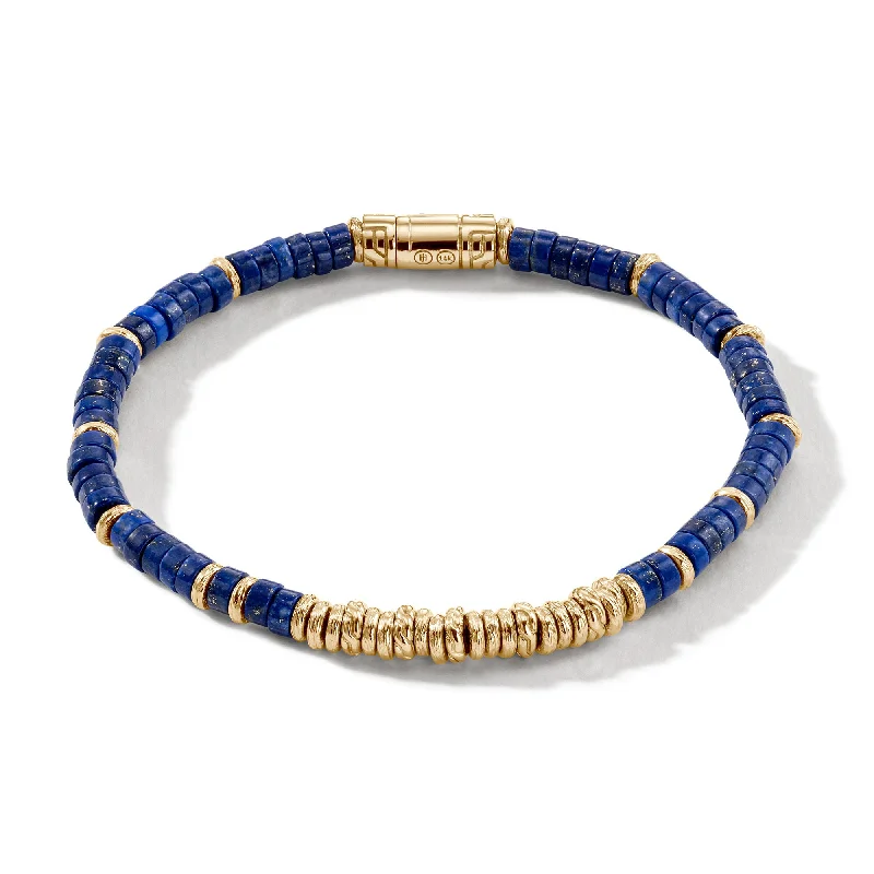 Best bangle bracelets with adjustable sizes for a comfortable and perfect fit-Heishi Beaded Bracelet - Lapis Lazuli