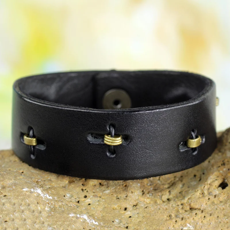 Classic bangle bracelets with clean lines for an elegant and versatile accessory-Hide & Seek Men's Black Leather Bracelet