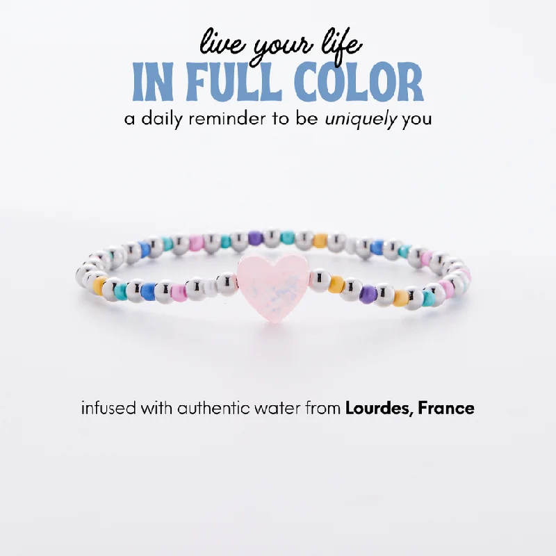 Bangle bracelets with colorful gemstone accents for a fun and vibrant pop of color-Holy Water Ombre Heart Bracelet