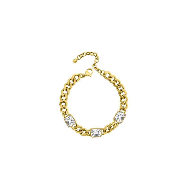 Stylish bangle bracelets with gemstone accents for a chic and modern look-Isla Gold Cuban Link with Bezel Baguette Bracelet