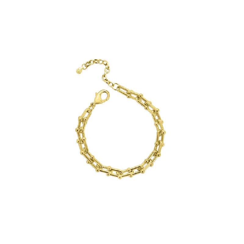 Simple bangle bracelets with open designs for a trendy and minimalist style-Isla Waterproof Gold U-Link Chain Bracelet