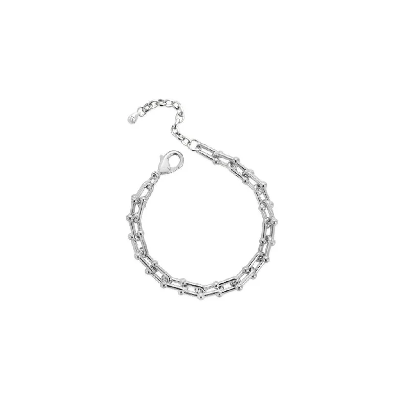 Bangle bracelets with polished marble inlays for a chic and trendy appearance-Isla Waterproof Silver U-Link Chain Bracelet