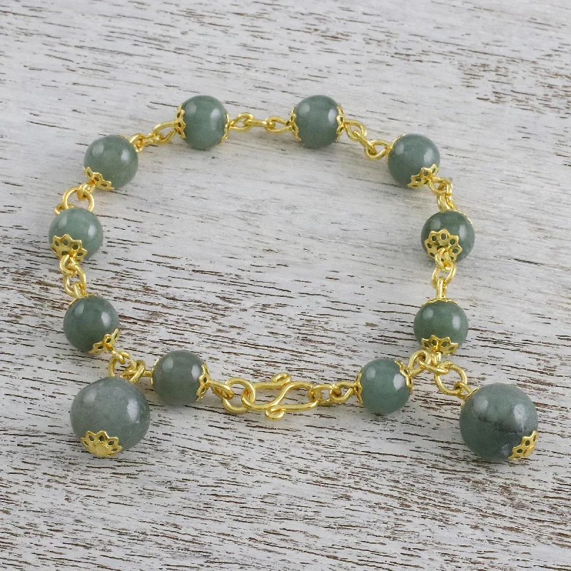 Best bangle bracelets with sapphire stones for an elegant and rich pop of color-Jade Deluxe 18K Gold Plated Jade Link Bracelet with Hook Clasp