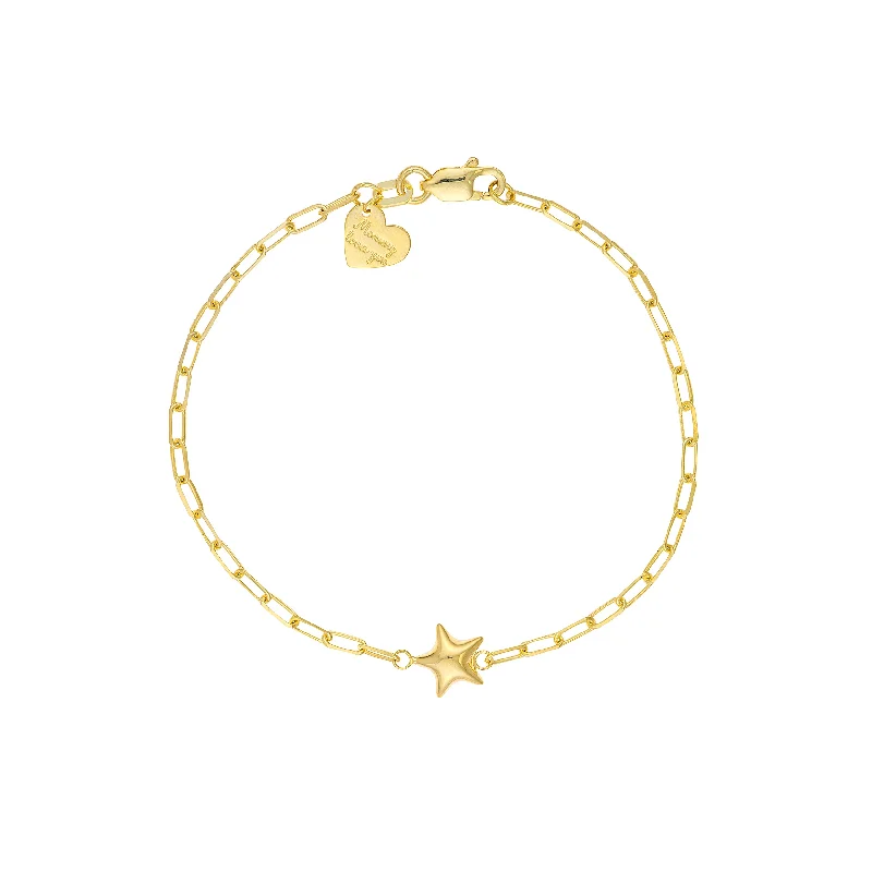 Best bangle bracelets with gold-filled material for an affordable luxury option-Kids Paper Clip Chain Bracelet with Star